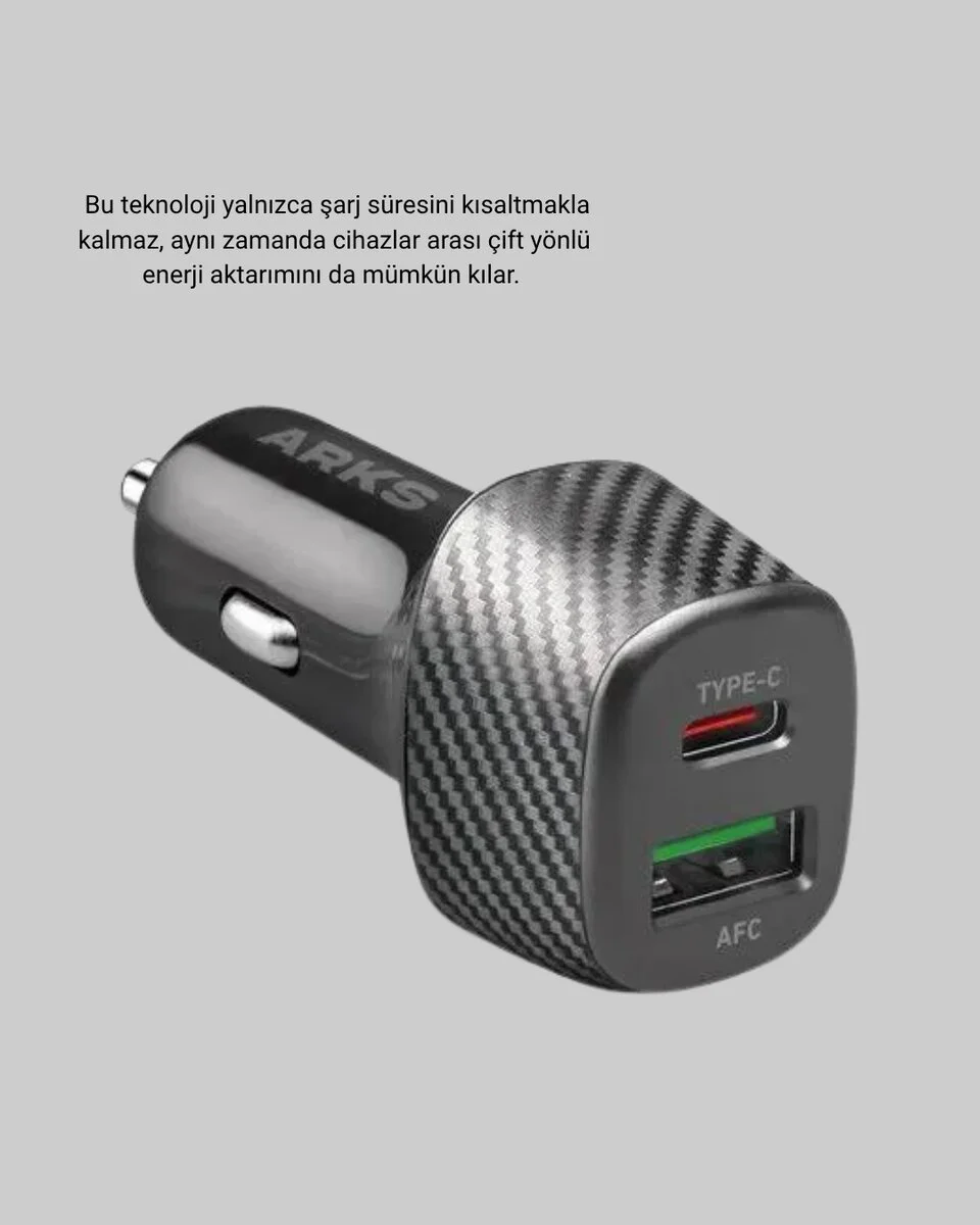 38W Hızlı Şarj Araç Cihazı Type-C + USB Çift Çıkışlı - PD Destekli