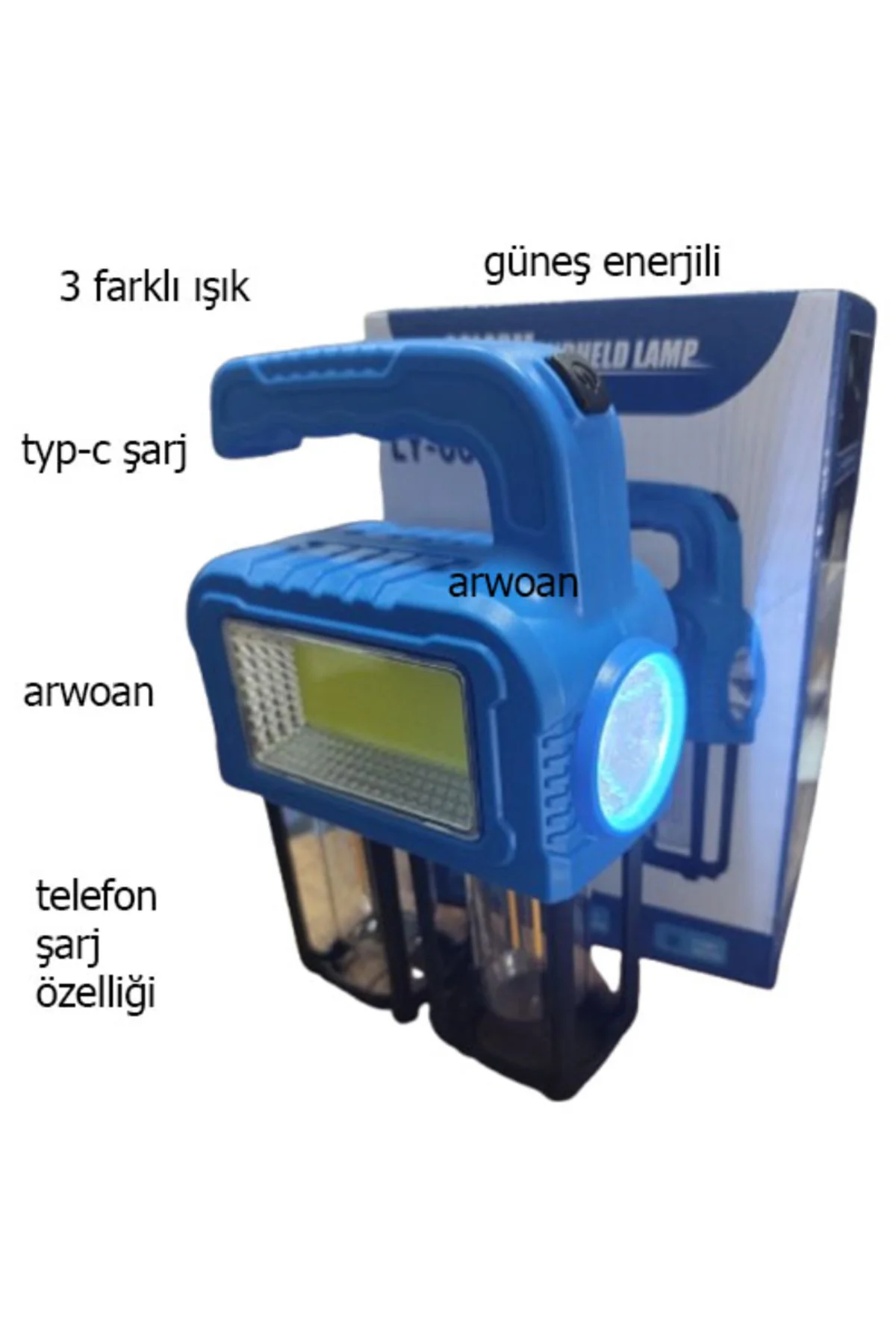 38w kamp lambası el feneri powerbank özellikli
