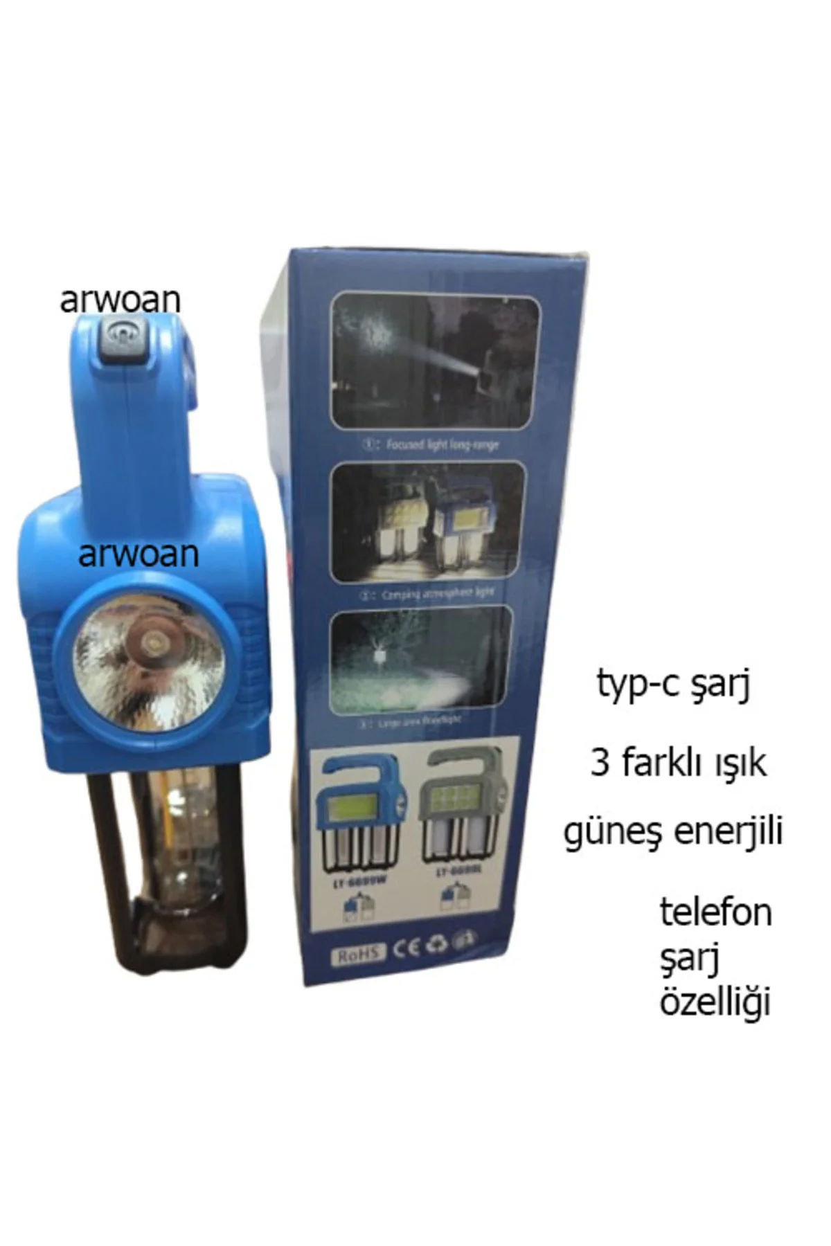 38w kamp lambası el feneri powerbank özellikli