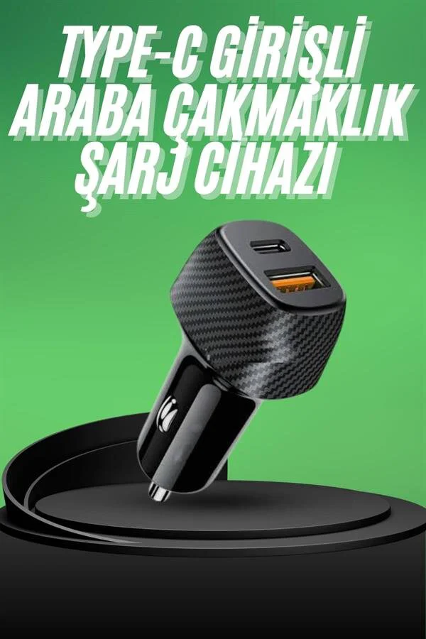 38W Type-C Girişli Araba Çakmaklık Şarj Cihazı - Hızlı ve Güvenli Oto Şarj