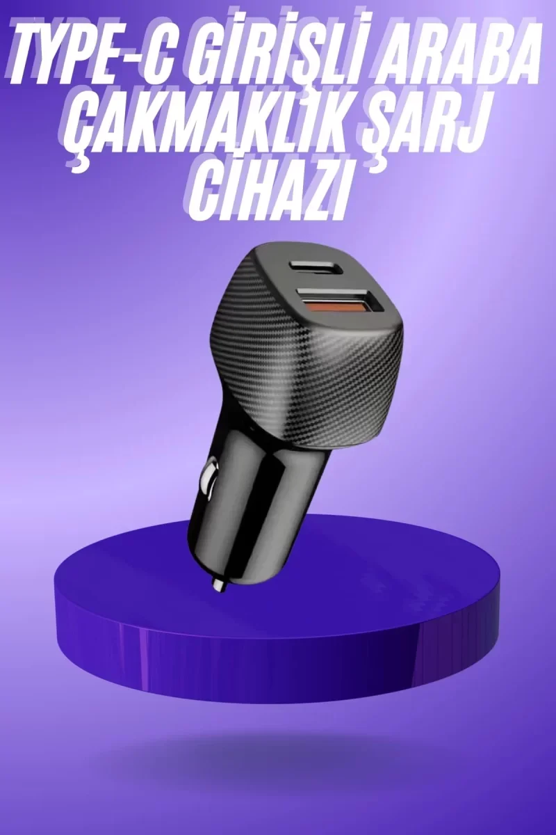 38W USB Type-C Girişli Oto Çakmaklık Araç İçi Hızlı Şarj Çakmaklı