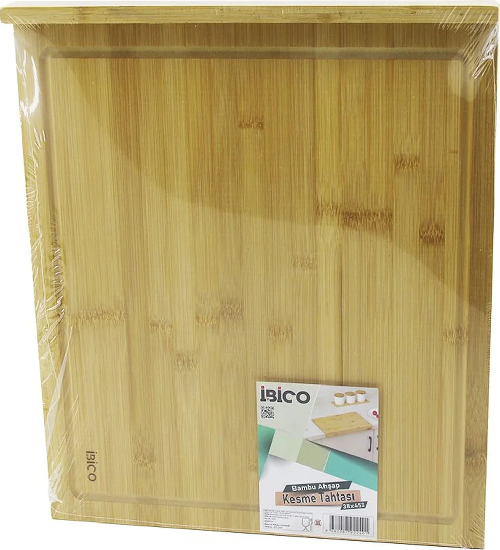 38x45cm Ahşap Bambu Kesim Panosu - Kesme Tahtası Tezgah Üstü Kana