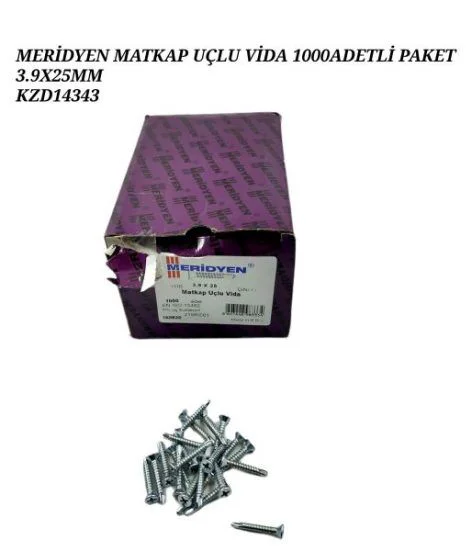 3925   Meridyen YHB Çinko 3,9*25mm Matkap Uçlu Vida 1000li