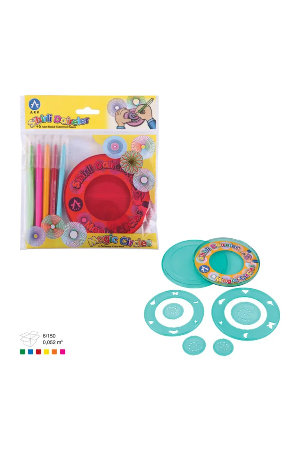 3A Ark 983 Sihirli Daireler+5 Renkli Tükenmez Kalem