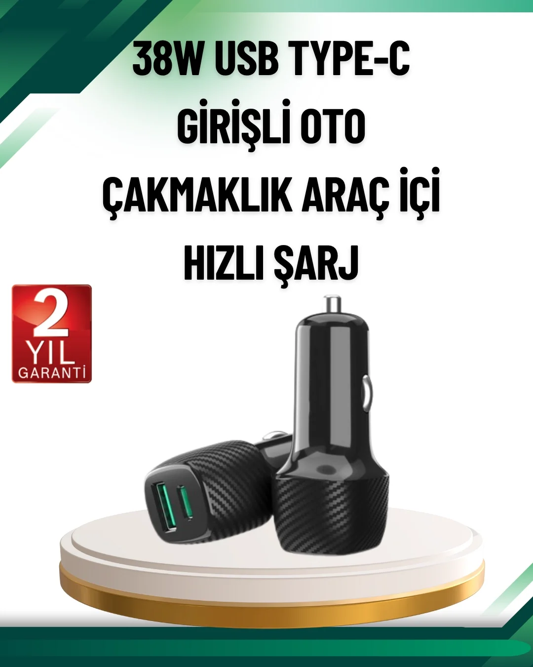 3A Güç Kapasiteli USB &amp; Type-C Çakmaklık Şarj Adaptörü