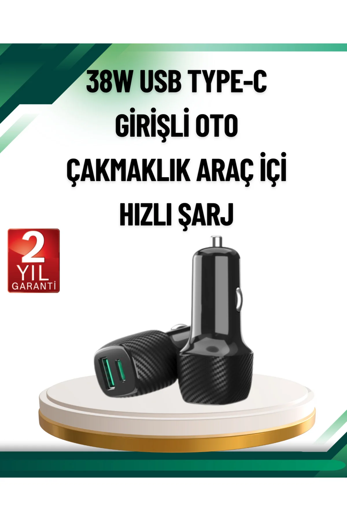 3A Güç Kapasiteli Usb & Type-C Çakmaklık Şarj Adaptörü
