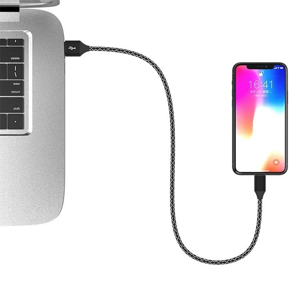 3A Hızlı Şarj Kablosu iPhone 14/13/12/11/8/XS/XR - 1 Metre Örgü Lightning