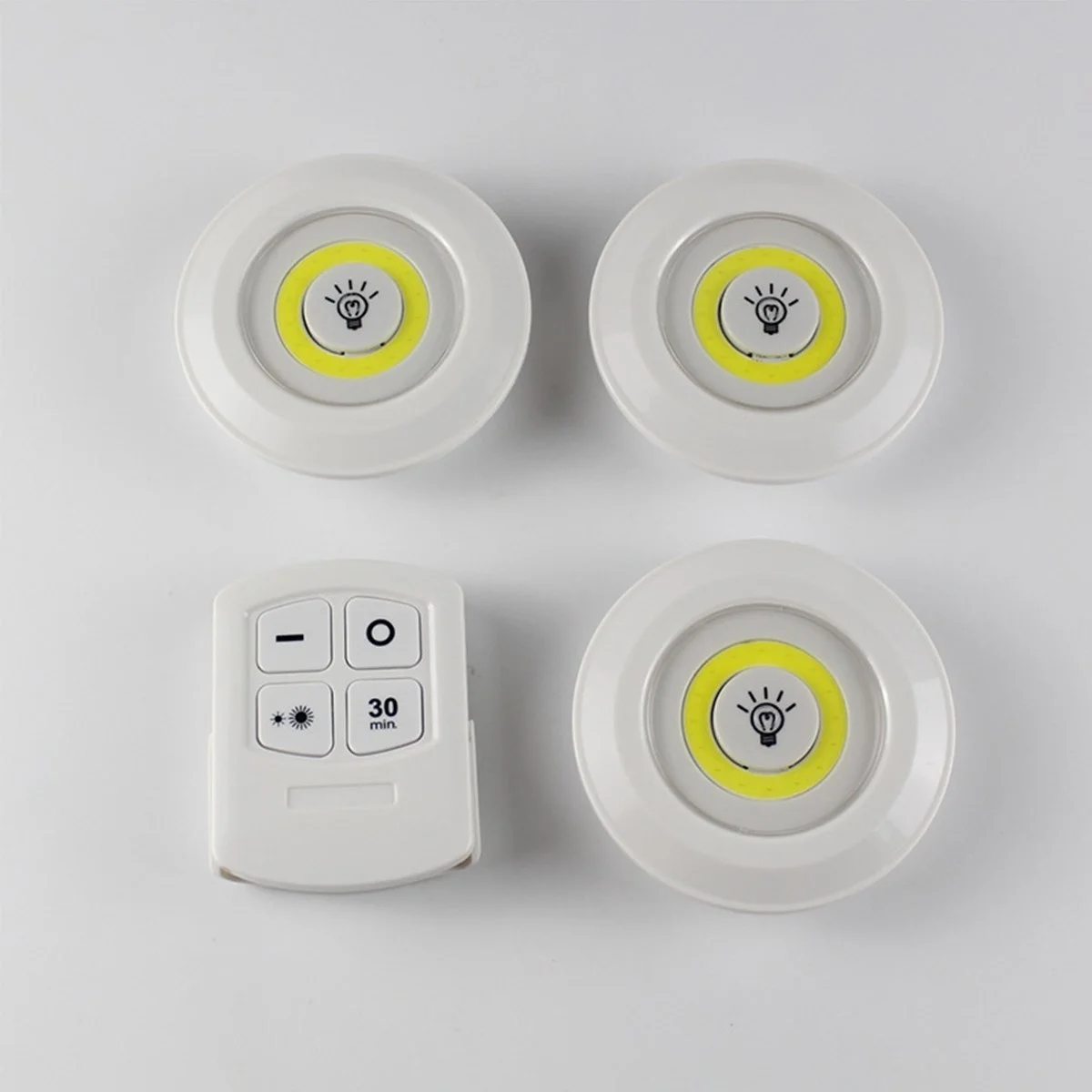 3&amp;apos;lü Uzaktan Kumandalı Pilli Yapışkanlı Kablosuz Led Spot Lambalar Bx40