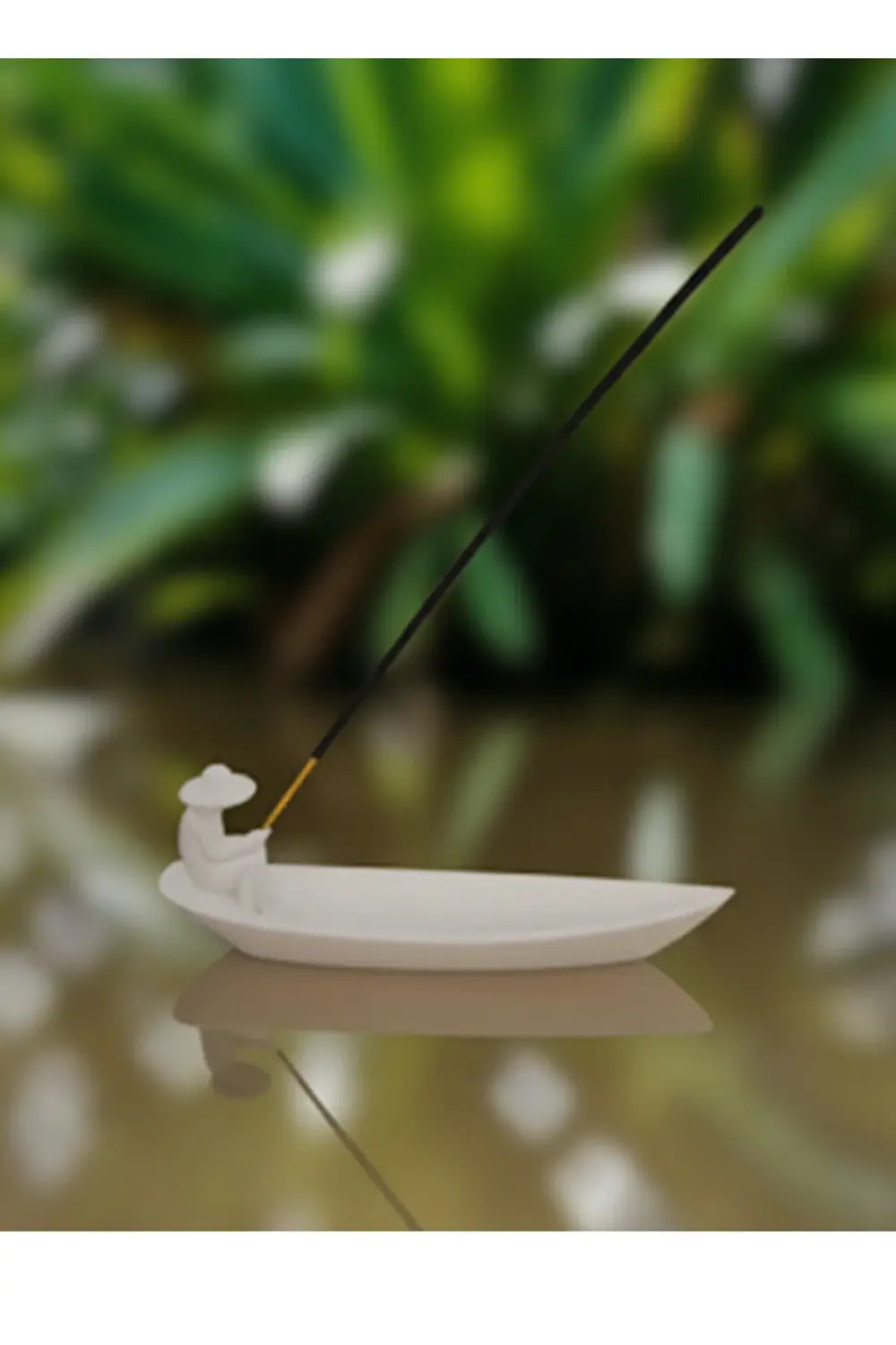 3D Balıkçı Figürlü Tekne Tasarımlı Seramik Tütsülük – Meditasyon