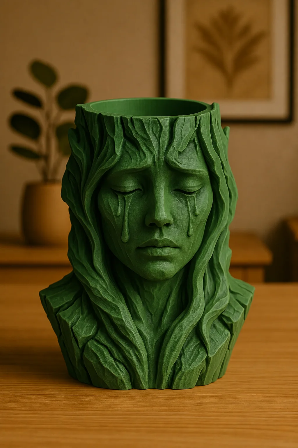 3D Baskı Ağlayan Kadın Büst Saksı - Sanatsal Dekoratif Saksı - Yeşil 3D Baskı Ağlayan Kadın Büst Saksı - Sanatsal Dekoratif Saksı - Yeşil