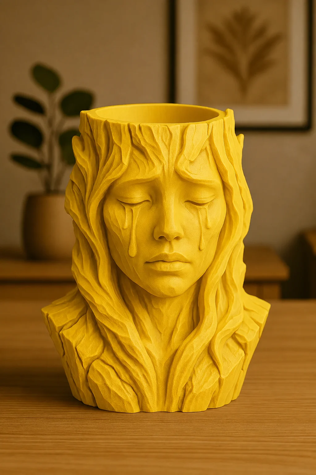 3D Baskı Ağlayan Kadın Büst Saksı - Sanatsal Dekoratif Saksı - Sarı 3D Baskı Ağlayan Kadın Büst Saksı - Sanatsal Dekoratif Saksı - Sarı