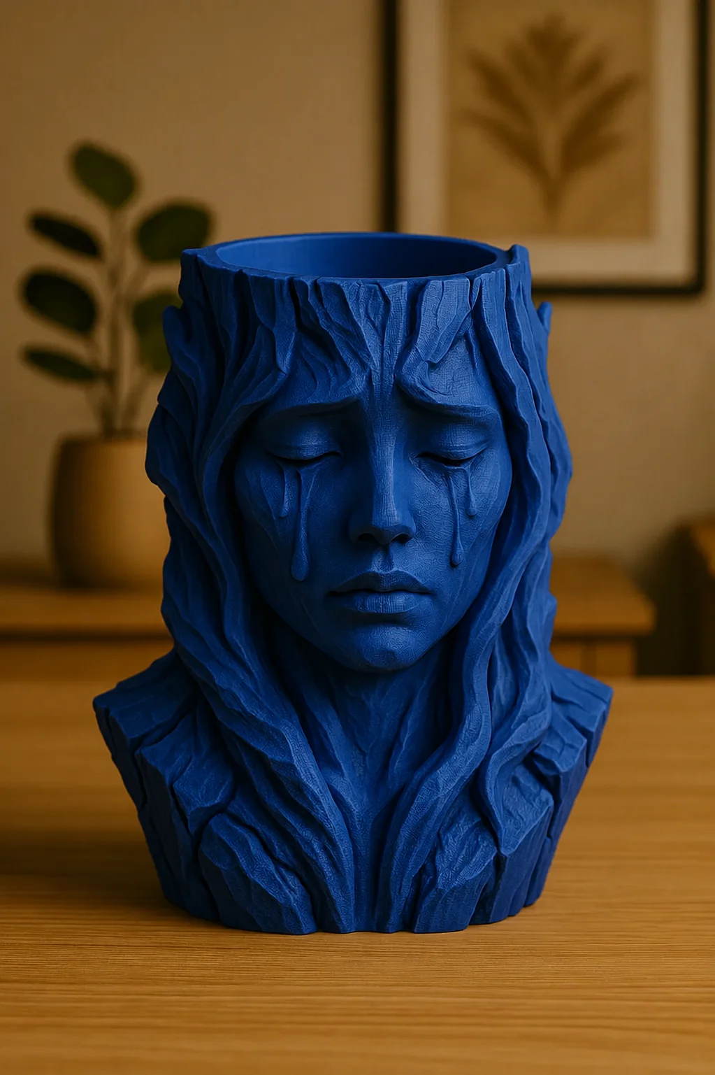 3D Baskı Ağlayan Kadın Büst Saksı - Sanatsal Dekoratif Saksı - Mavi 3D Baskı Ağlayan Kadın Büst Saksı - Sanatsal Dekoratif Saksı - Mavi