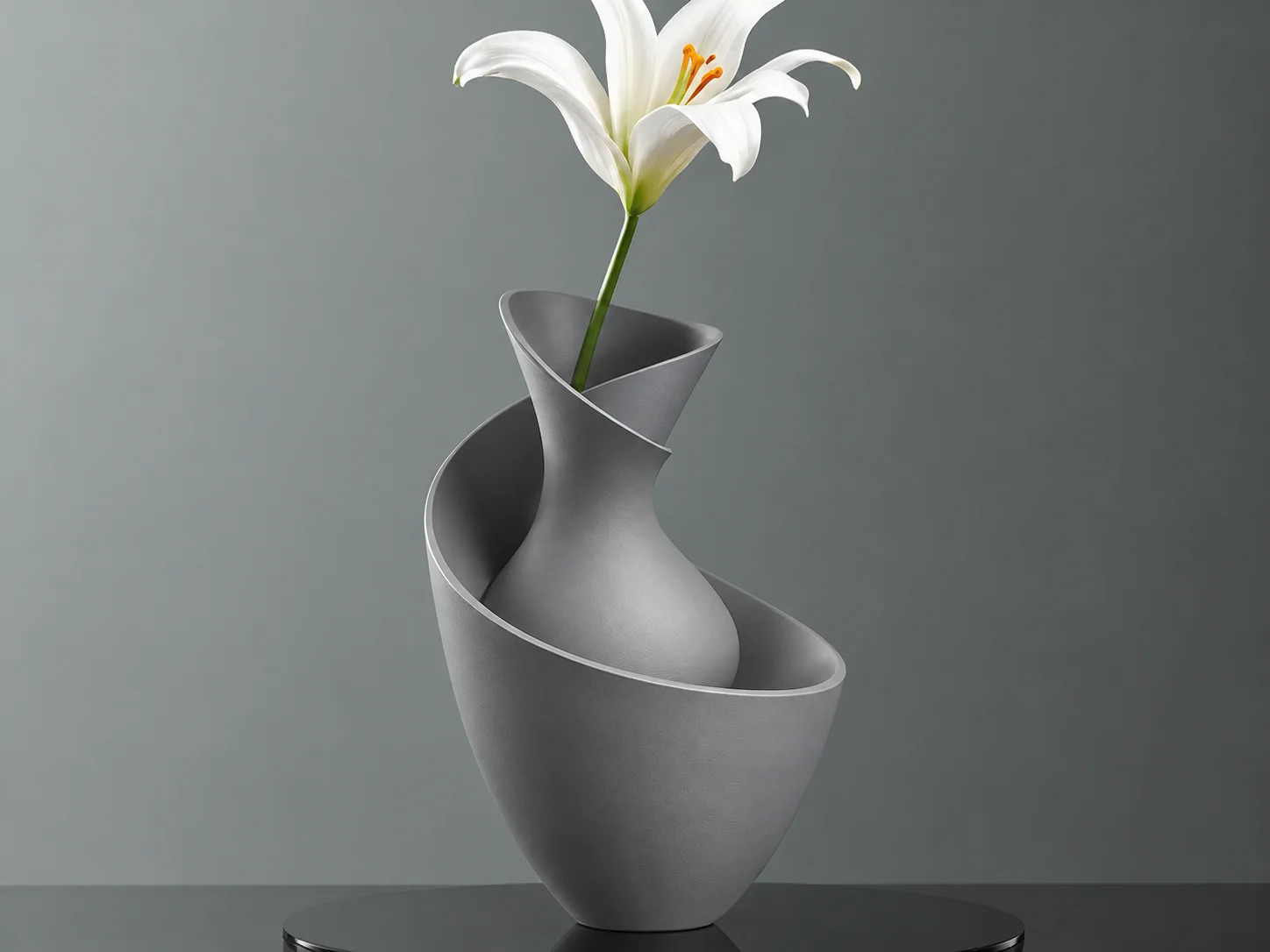 3D Baskı Bold Vazo - Akışkan Formlu Dekoratif Vazo-Gri 3D Baskı Bold Vazo - Akışkan Formlu Dekoratif Vazo-Gri