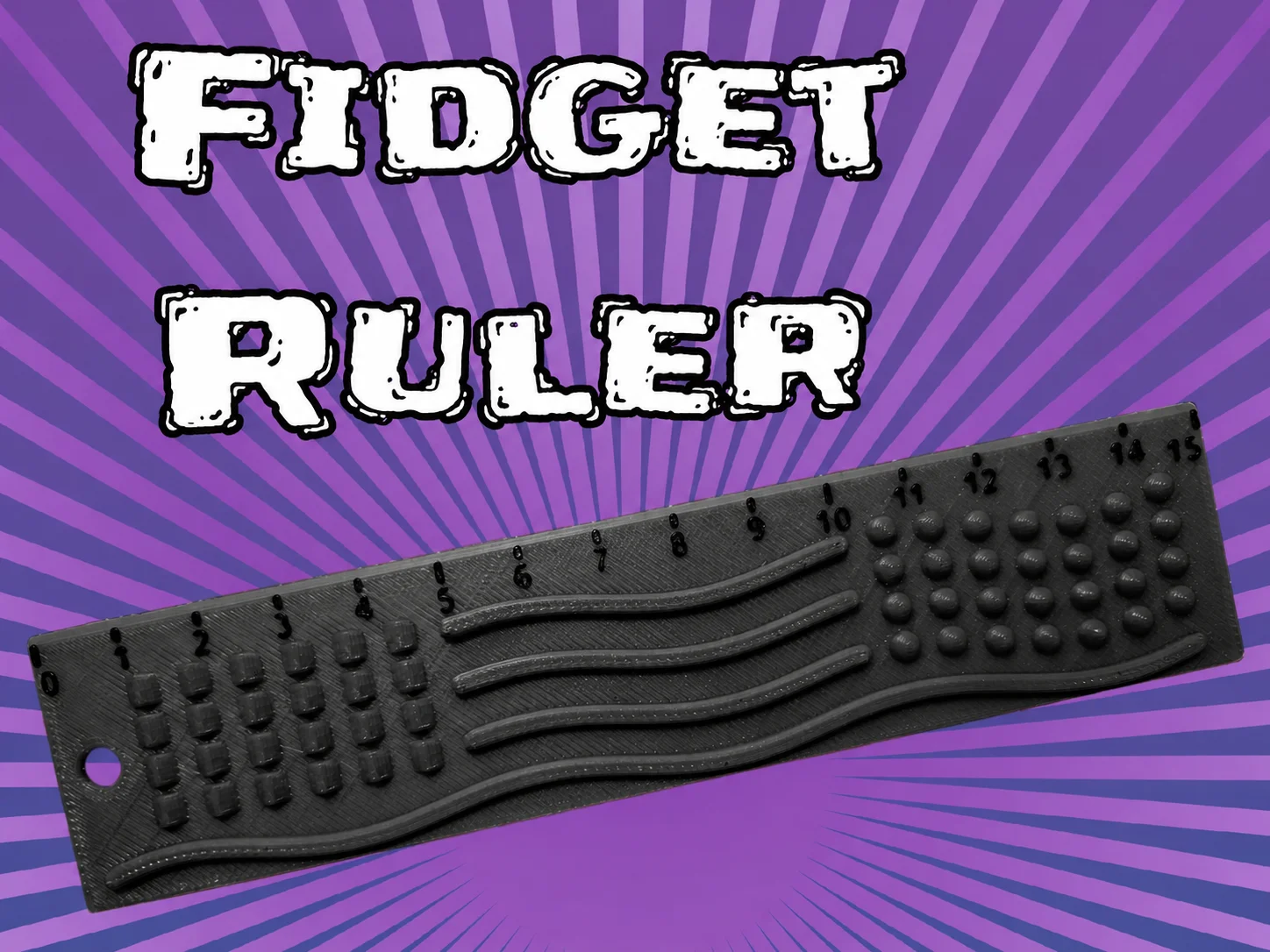 3D Baskı Dokunsal Fidget Cetveli - Kabartmalı Stres ve Odaklanma Oyuncağı - Siyah 3D Baskı Dokunsal Fidget Cetveli - Kabartmalı Stres ve Odaklanma Oyuncağı - Siyah