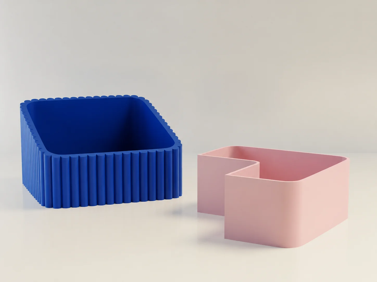 3D Baskı Fıstık Kasesi - Çift Hazneli Kabuk Ayırıcı Sunum Kasesi - Mavi Pembe