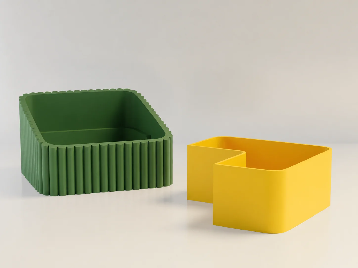 3D Baskı Fıstık Kasesi - Çift Hazneli Kabuk Ayırıcı Sunum Kasesi - Yeşil Sarı