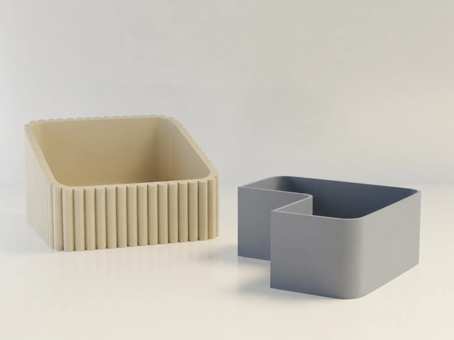 3D Baskı Fıstık Kasesi - Çift Hazneli Kabuk Ayırıcı Sunum Kasesi - Bej Gri