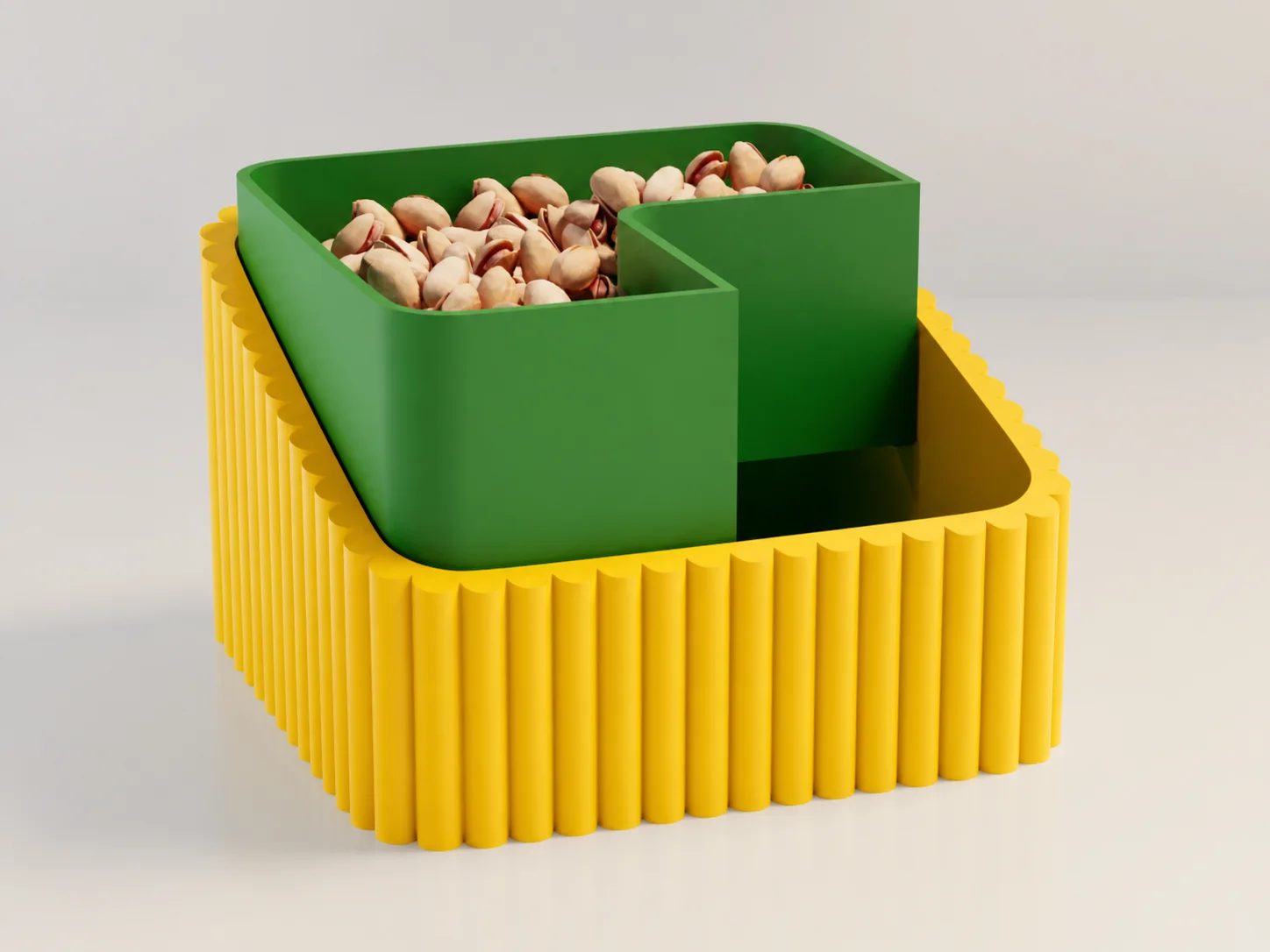 3D Baskı Fıstık Kasesi - Çift Hazneli Kabuk Ayırıcı Sunum Kasesi - Sarı Yeşil 3D Baskı Fıstık Kasesi - Çift Hazneli Kabuk Ayırıcı Sunum Kasesi - Sarı Yeşil