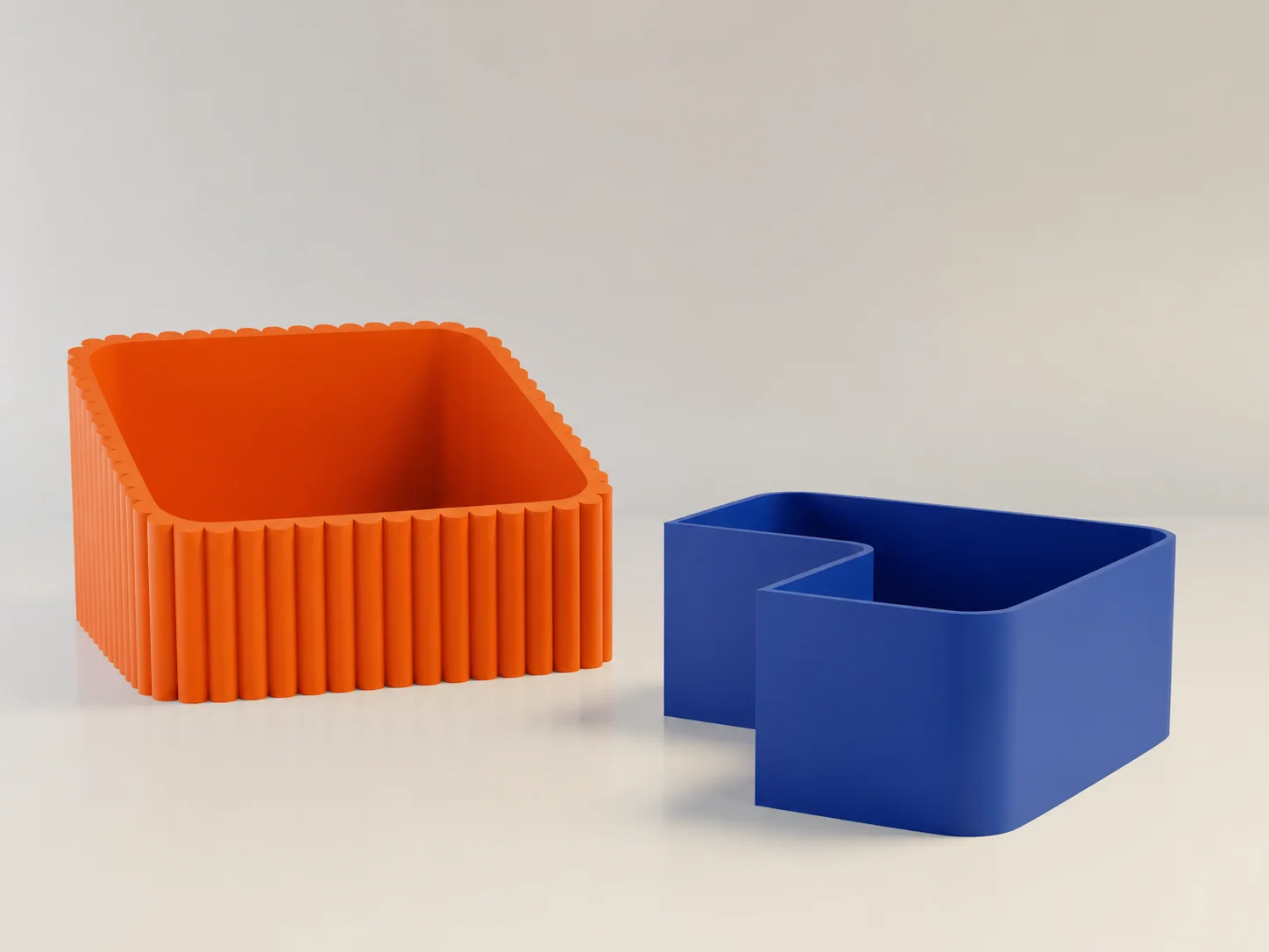 3D Baskı Fıstık Kasesi - Çift Hazneli Kabuk Ayırıcı Sunum Kasesi - Turuncu Mavi