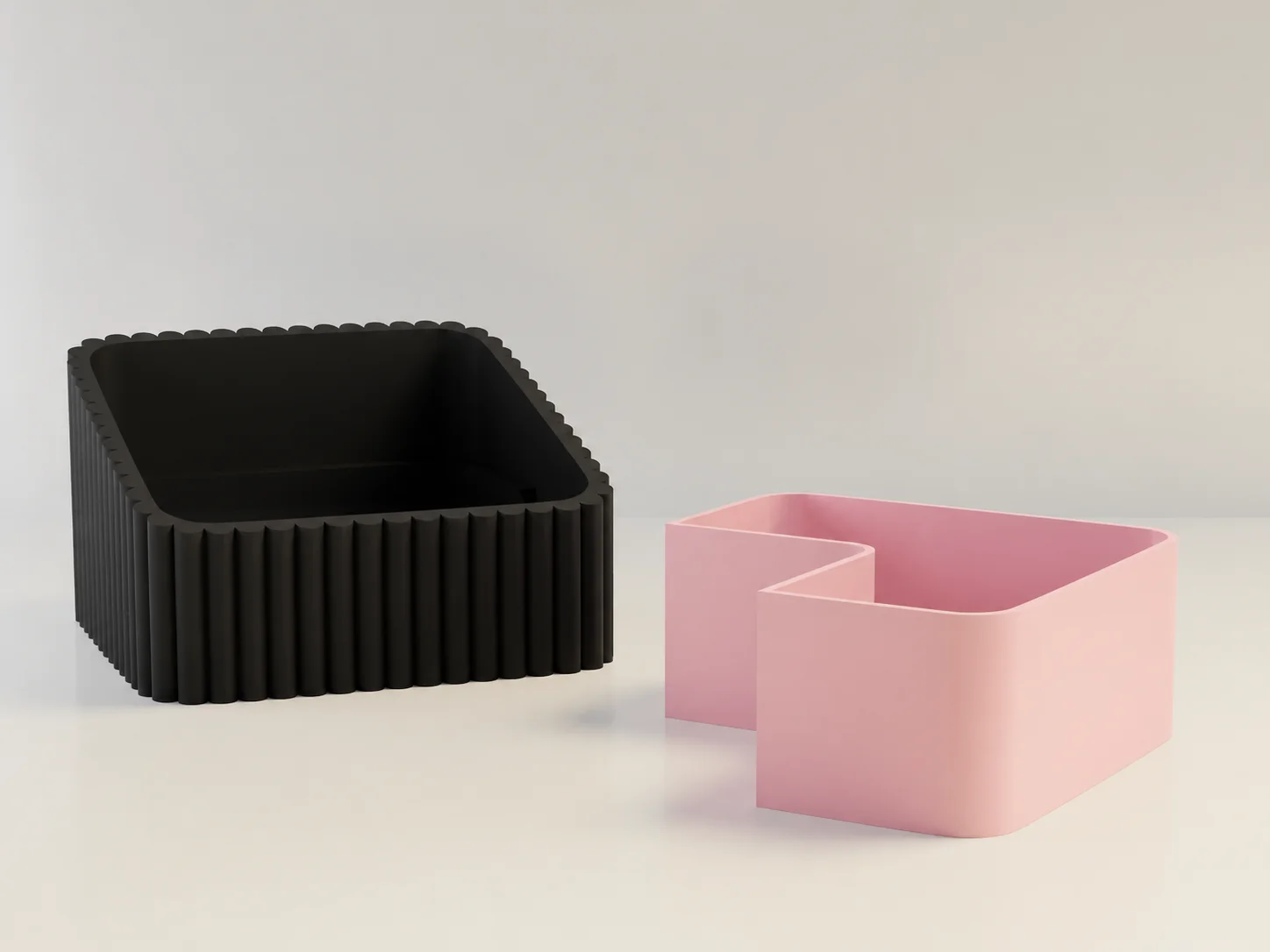3D Baskı Fıstık Kasesi - Çift Hazneli Kabuk Ayırıcı Sunum Kasesi - Siyah Pembe