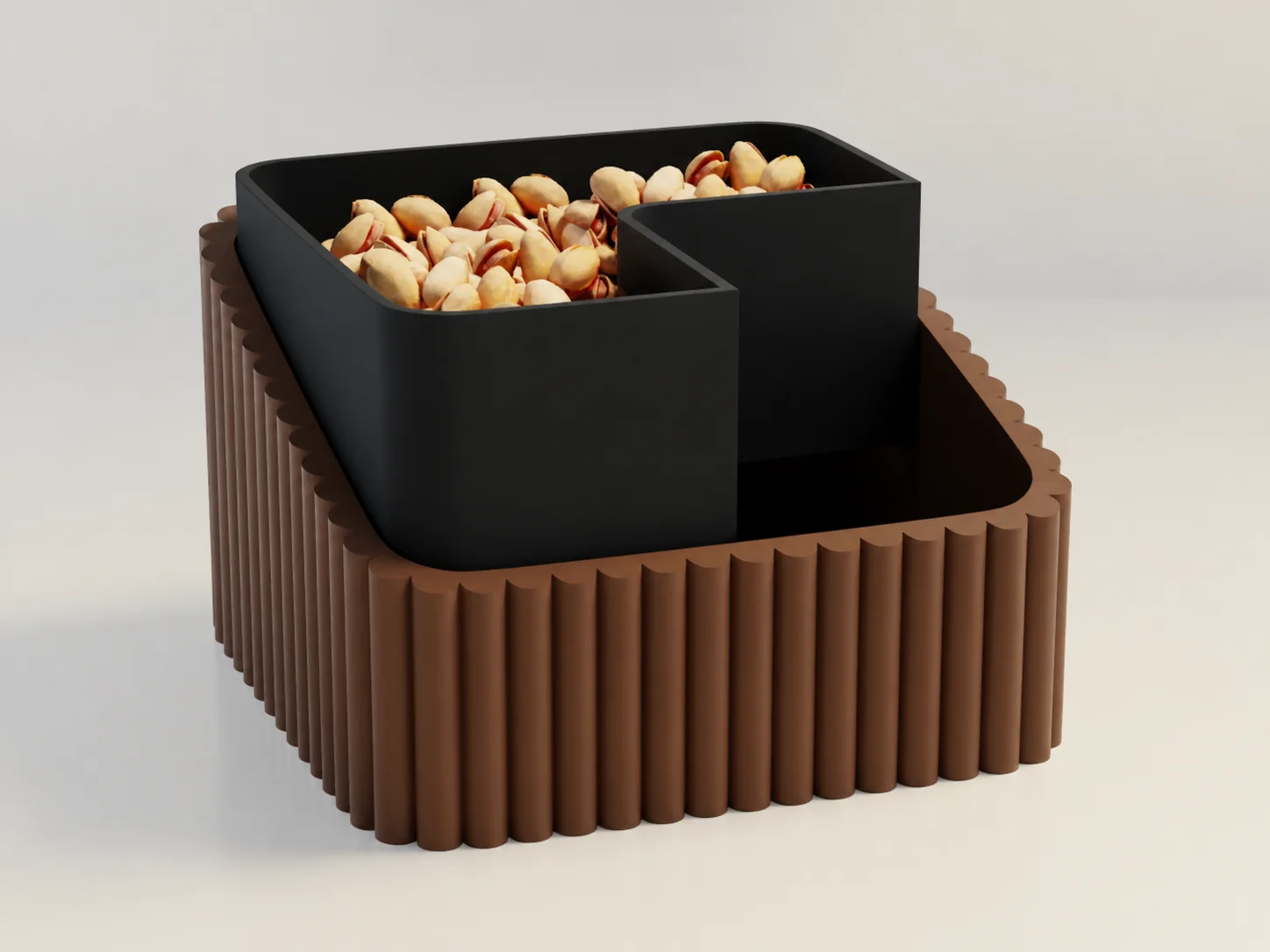 3D Baskı Fıstık Kasesi - Çift Hazneli Kabuk Ayırıcı Sunum Kasesi - Kahverengi Siyah 3D Baskı Fıstık Kasesi - Çift Hazneli Kabuk Ayırıcı Sunum Kasesi - Kahverengi Siyah