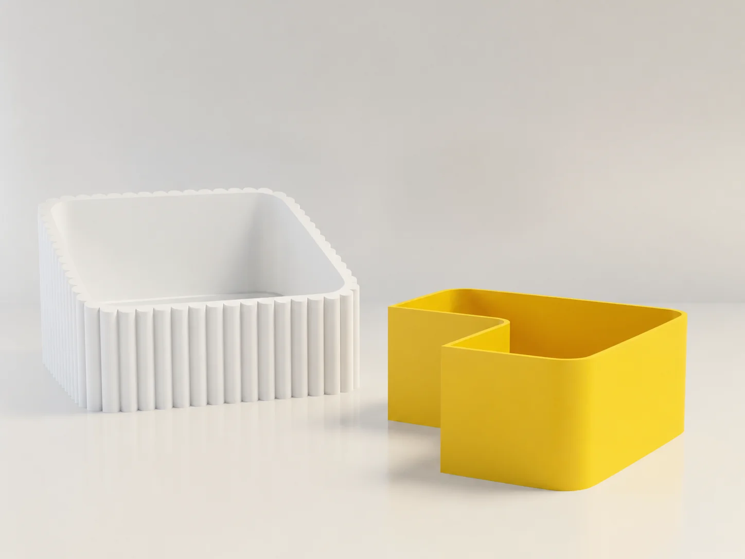 3D Baskı Fıstık Kasesi - Çift Hazneli Kabuk Ayırıcı Sunum Kasesi - Beyaz Sarı