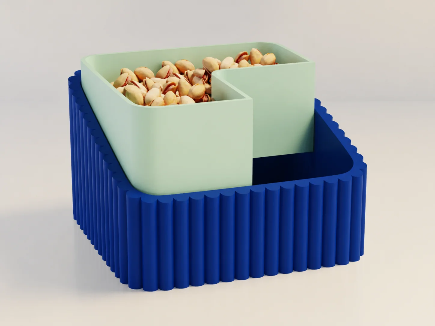 3D Baskı Fıstık Kasesi - Çift Hazneli Kabuk Ayırıcı Sunum Kasesi - Mavi Mint 3D Baskı Fıstık Kasesi - Çift Hazneli Kabuk Ayırıcı Sunum Kasesi - Mavi Mint
