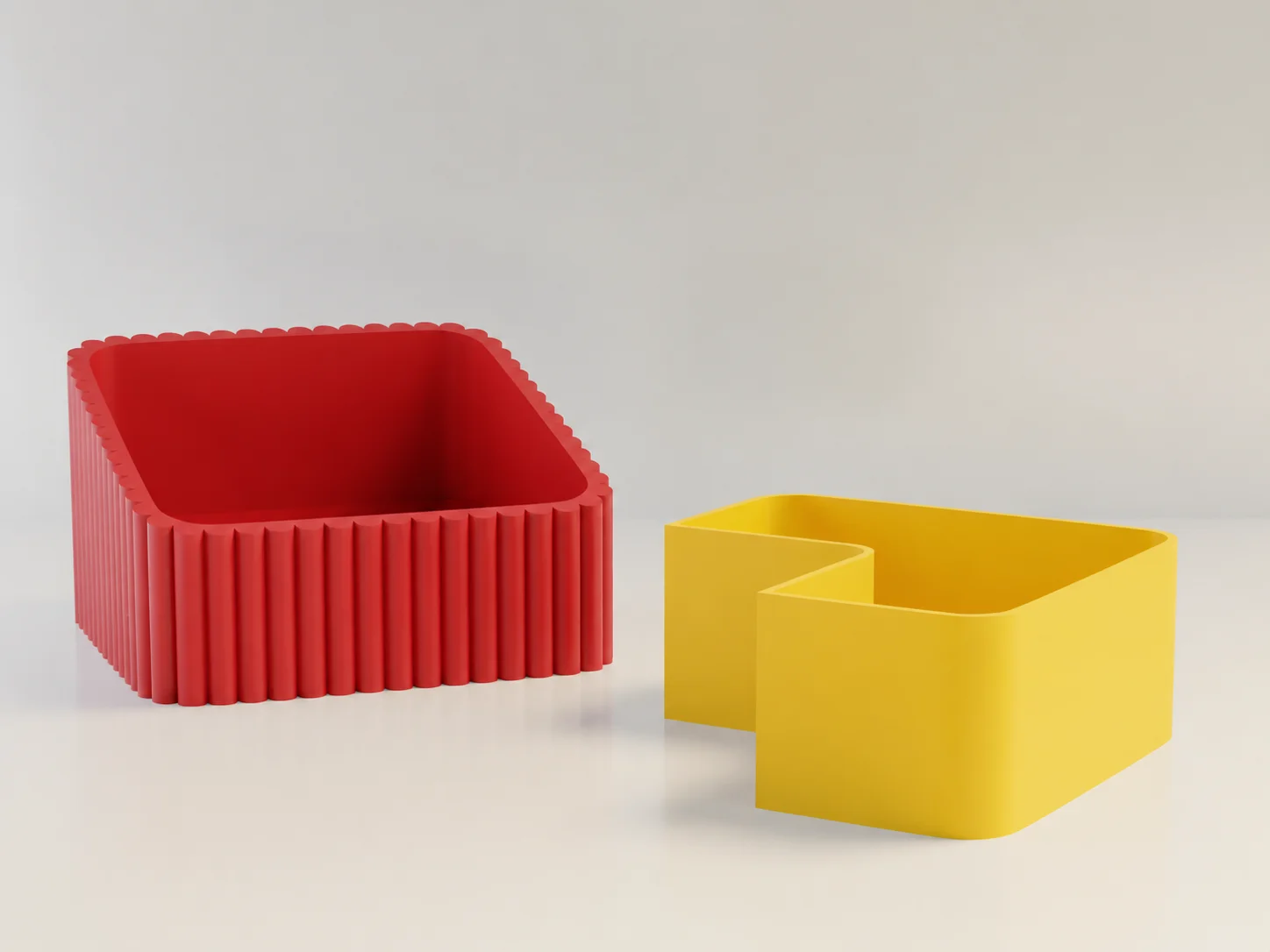 3D Baskı Fıstık Kasesi - Çift Hazneli Kabuk Ayırıcı Sunum Kasesi - Kırmızı Sarı