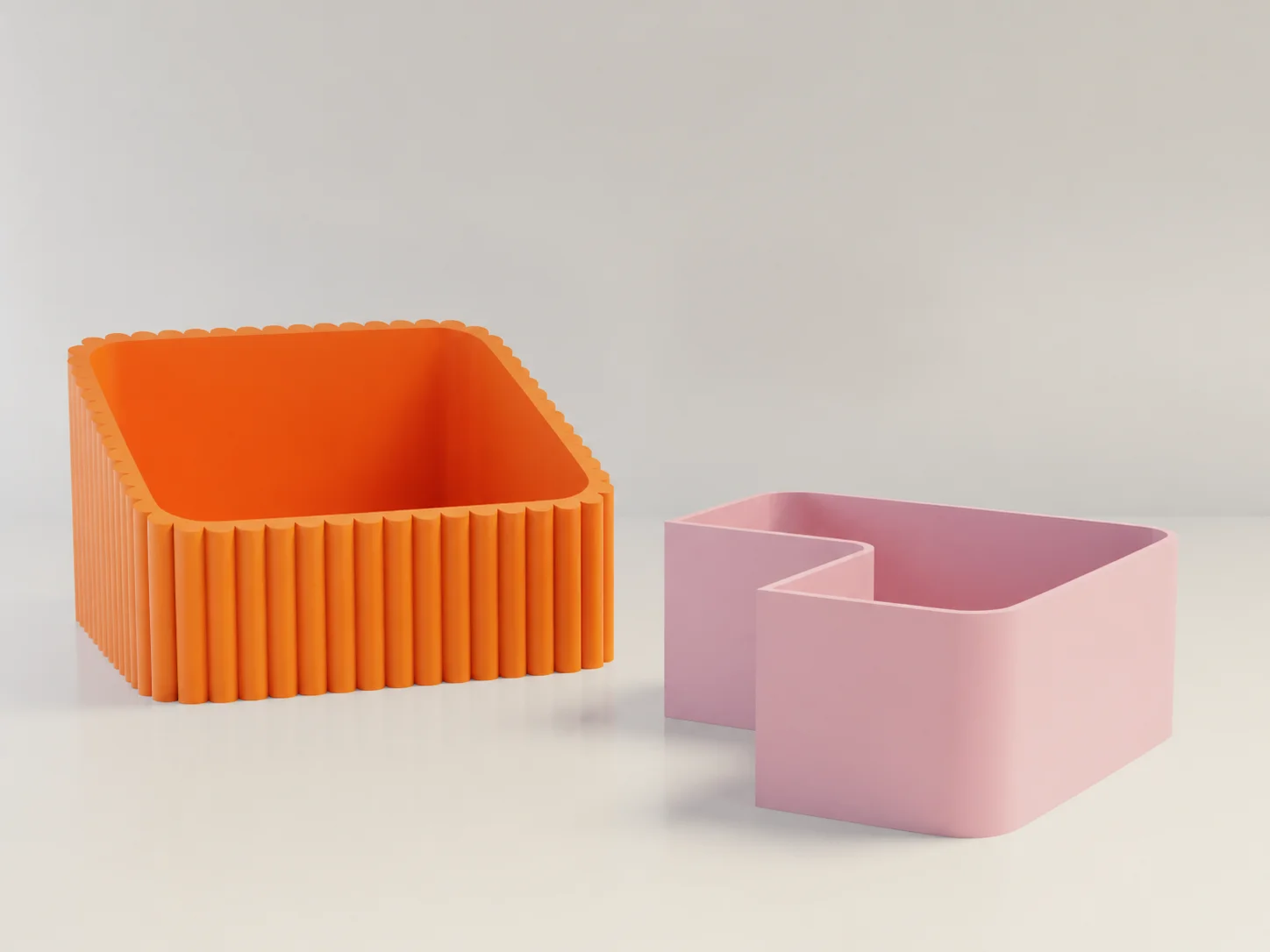3D Baskı Fıstık Kasesi - Çift Hazneli Kabuk Ayırıcı Sunum Kasesi - Turuncu Pembe