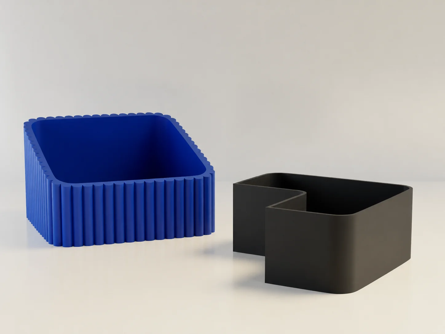 3D Baskı Fıstık Kasesi - Çift Hazneli Kabuk Ayırıcı Sunum Kasesi - Mavi Siyah