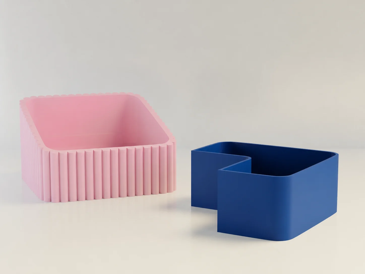 3D Baskı Fıstık Kasesi - Çift Hazneli Kabuk Ayırıcı Sunum Kasesi - Pembe Mavi