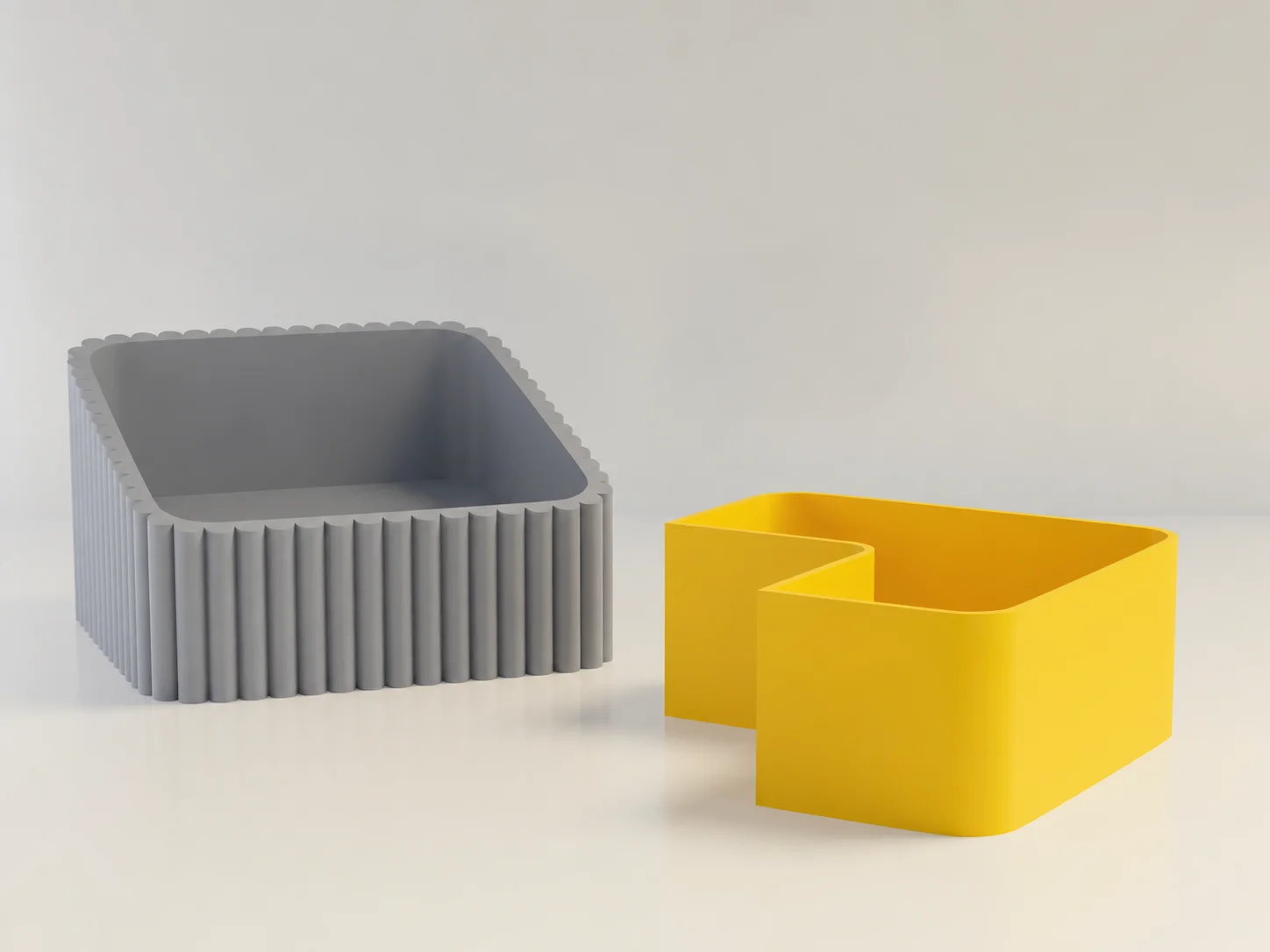 3D Baskı Fıstık Kasesi - Çift Hazneli Kabuk Ayırıcı Sunum Kasesi - Gri Sarı
