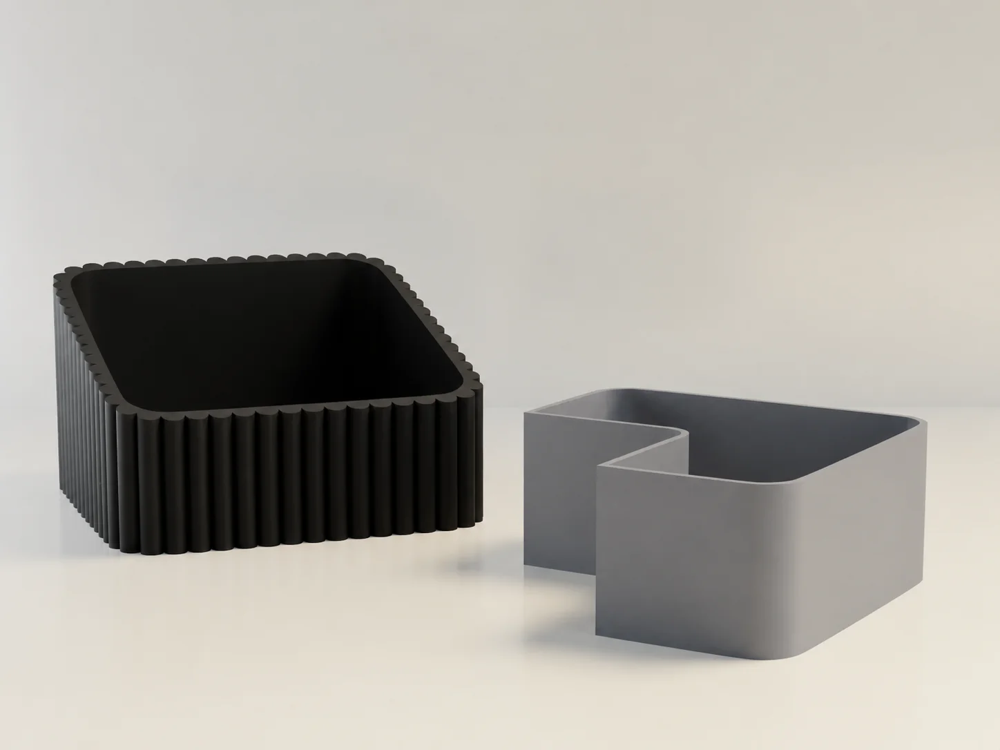 3D Baskı Fıstık Kasesi - Çift Hazneli Kabuk Ayırıcı Sunum Kasesi - Siyah Gri