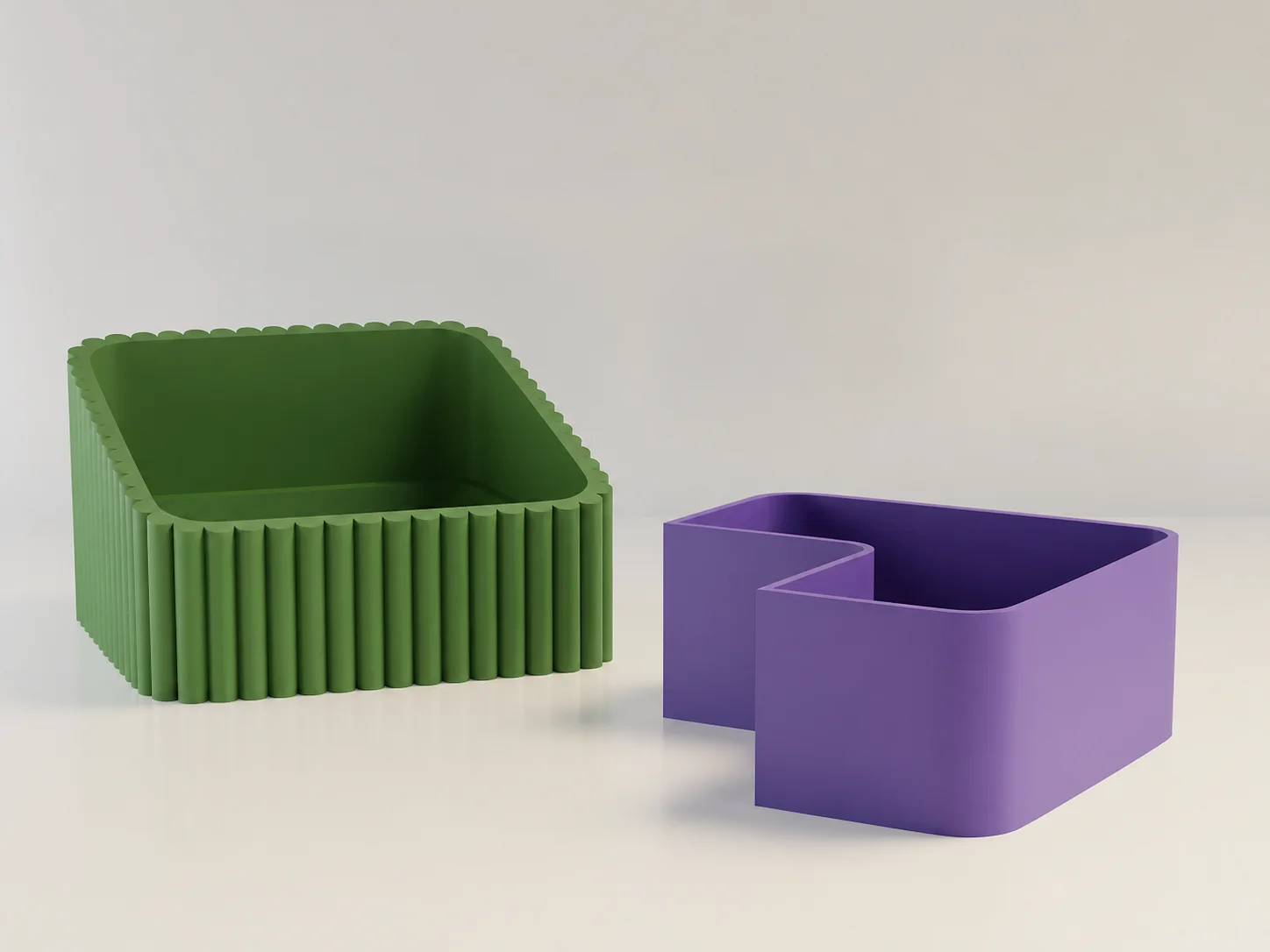 3D Baskı Fıstık Kasesi - Çift Hazneli Kabuk Ayırıcı Sunum Kasesi - Yeşil Mor