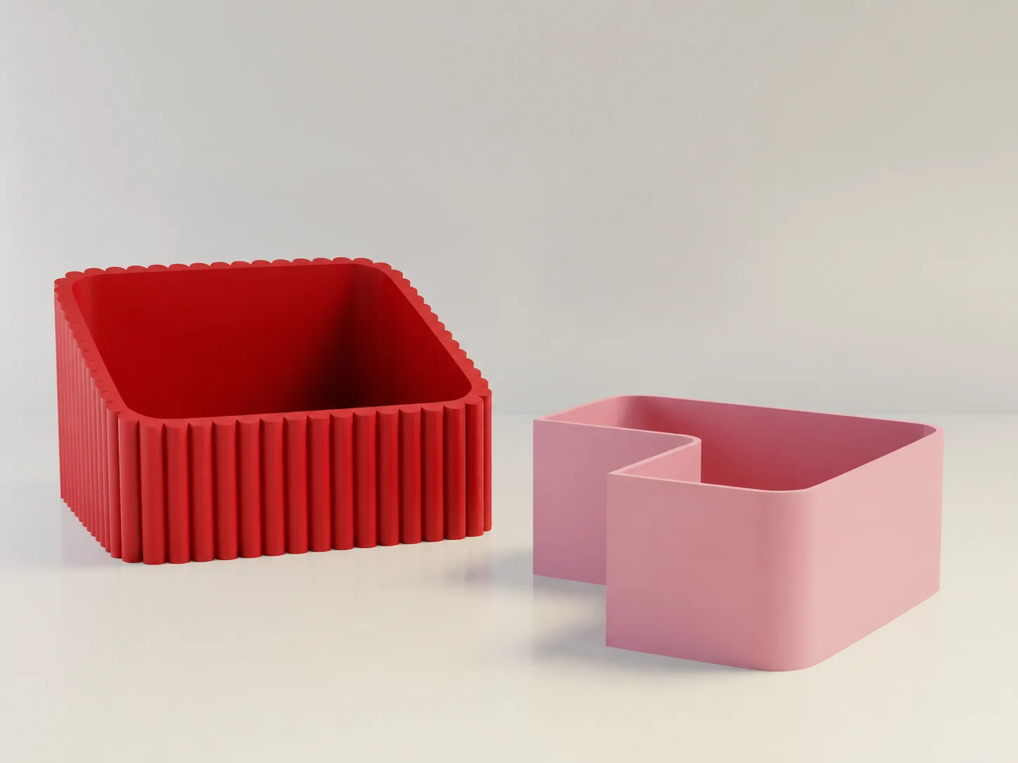 3D Baskı Fıstık Kasesi - Çift Hazneli Kabuk Ayırıcı Sunum Kasesi - Kırmızı Pembe