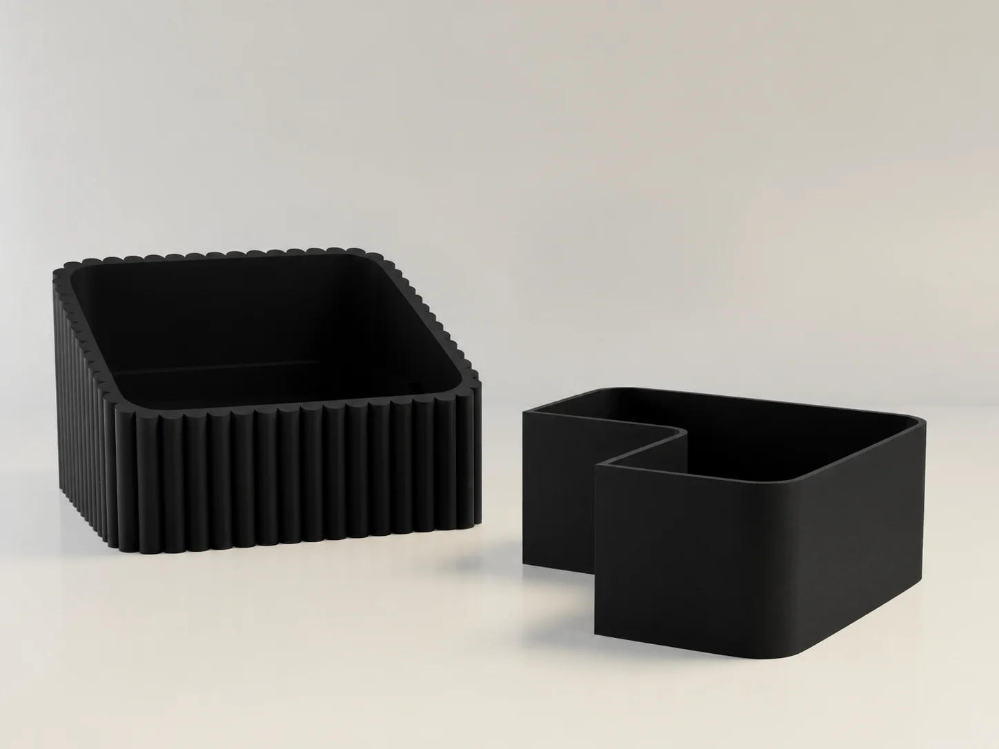 3D Baskı Fıstık Kasesi - Çift Hazneli Kabuk Ayırıcı Sunum Kasesi - Siyah Siyah