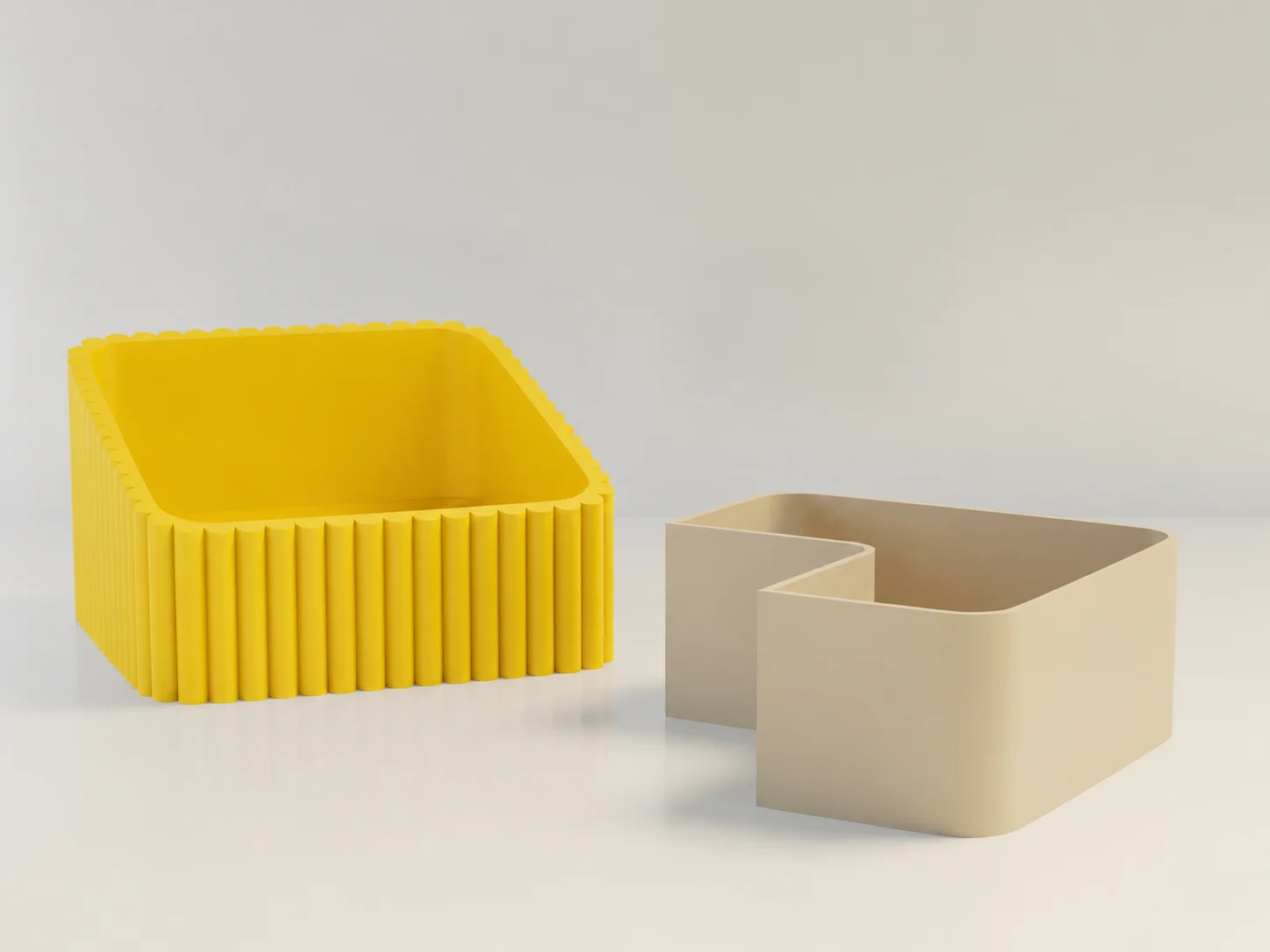 3D Baskı Fıstık Kasesi - Çift Hazneli Kabuk Ayırıcı Sunum Kasesi - Sarı Bej