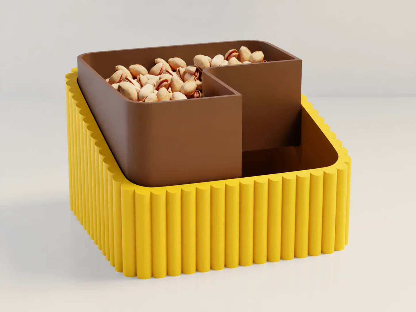 3D Baskı Fıstık Kasesi - Çift Hazneli Kabuk Ayırıcı Sunum Kasesi - Sarı Kahverengi 3D Baskı Fıstık Kasesi - Çift Hazneli Kabuk Ayırıcı Sunum Kasesi - Sarı Kahverengi