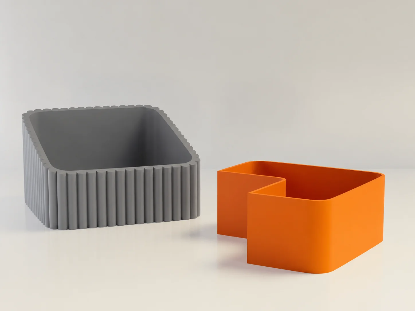 3D Baskı Fıstık Kasesi - Çift Hazneli Kabuk Ayırıcı Sunum Kasesi - Gri Turuncu