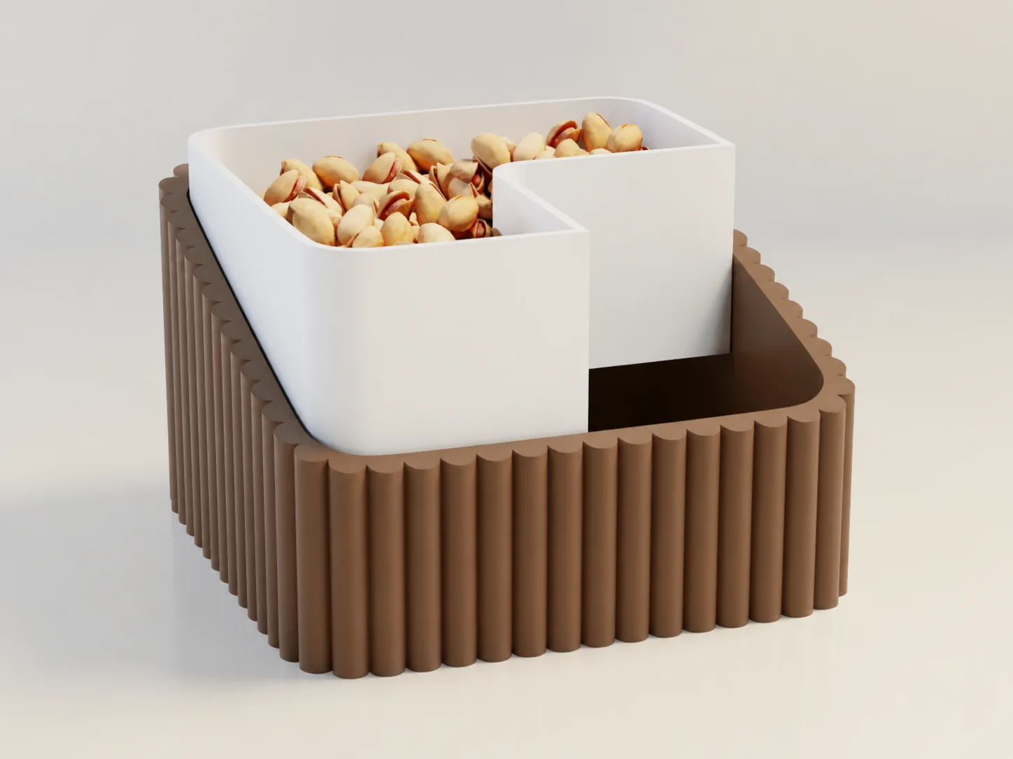 3D Baskı Fıstık Kasesi - Çift Hazneli Kabuk Ayırıcı Sunum Kasesi - Kahverengi Beyaz 3D Baskı Fıstık Kasesi - Çift Hazneli Kabuk Ayırıcı Sunum Kasesi - Kahverengi Beyaz