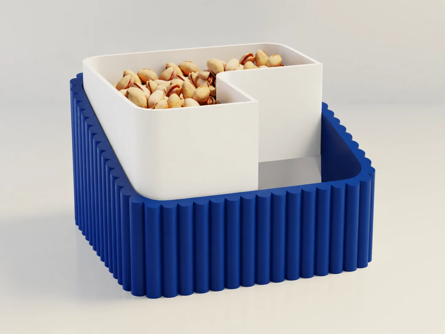 3D Baskı Fıstık Kasesi - Çift Hazneli Kabuk Ayırıcı Sunum Kasesi - Mavi Beyaz 3D Baskı Fıstık Kasesi - Çift Hazneli Kabuk Ayırıcı Sunum Kasesi - Mavi Beyaz