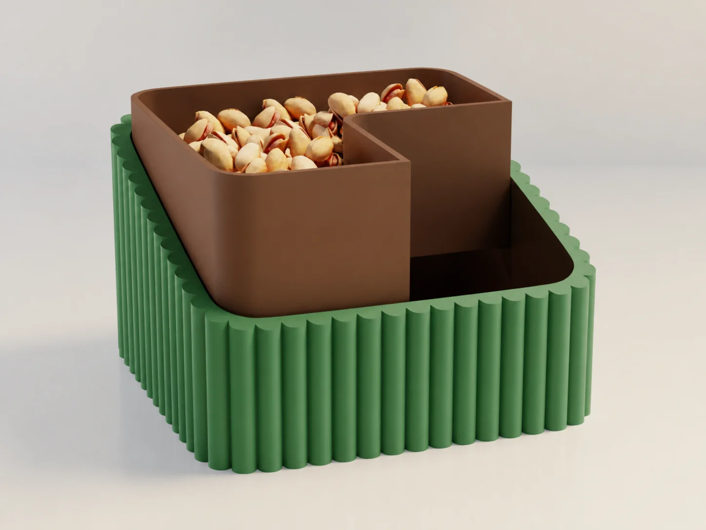 3D Baskı Fıstık Kasesi - Çift Hazneli Kabuk Ayırıcı Sunum Kasesi - Yeşil Kahverengi 3D Baskı Fıstık Kasesi - Çift Hazneli Kabuk Ayırıcı Sunum Kasesi - Yeşil Kahverengi