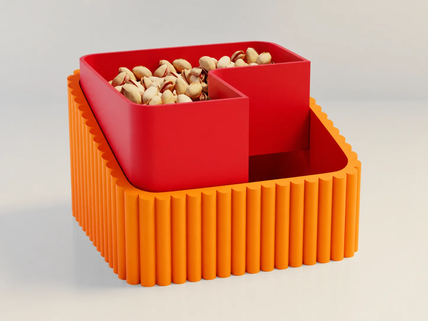 3D Baskı Fıstık Kasesi - Çift Hazneli Kabuk Ayırıcı Sunum Kasesi - Turuncu Kırmızı 3D Baskı Fıstık Kasesi - Çift Hazneli Kabuk Ayırıcı Sunum Kasesi - Turuncu Kırmızı