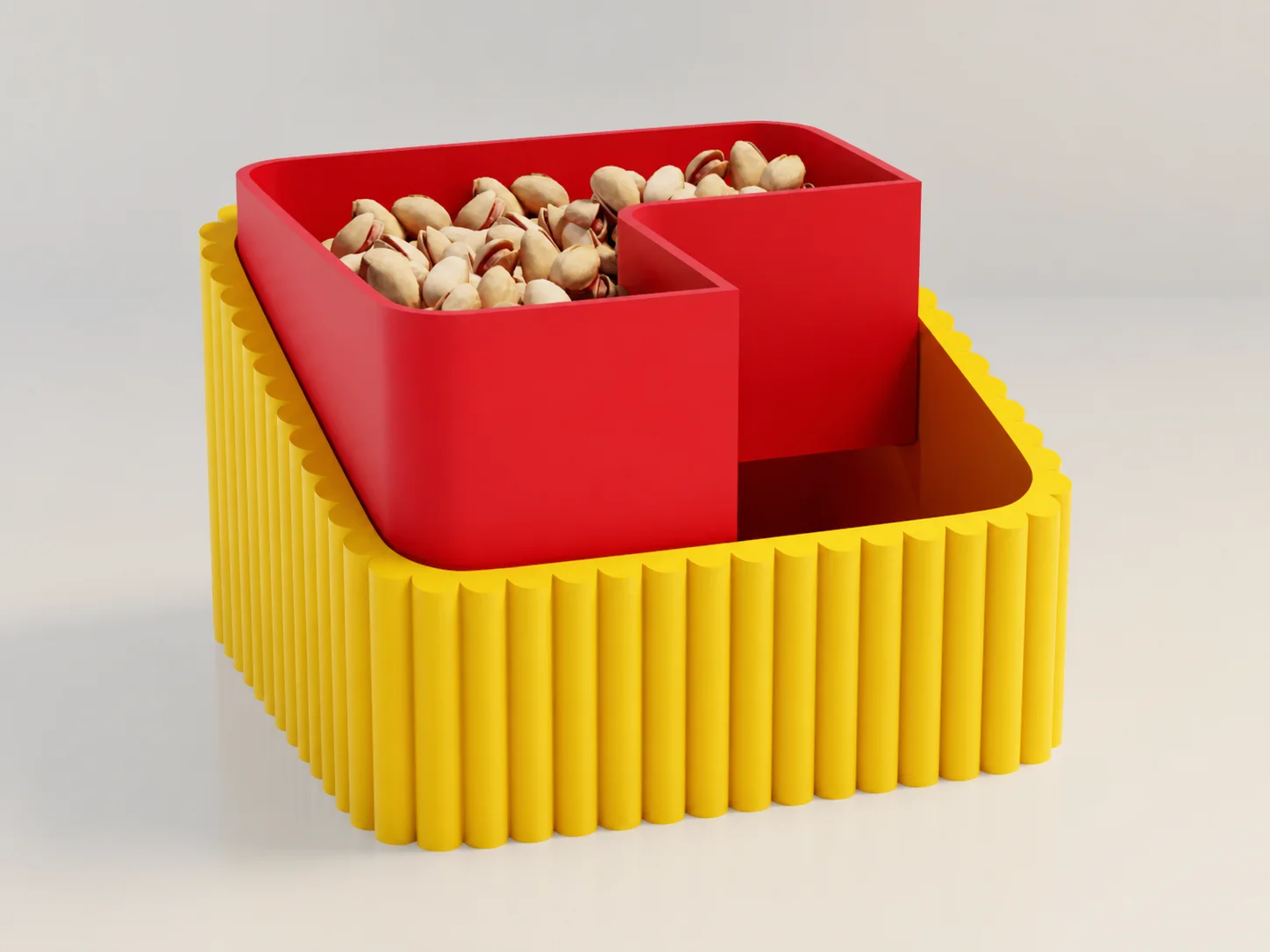 3D Baskı Fıstık Kasesi - Çift Hazneli Kabuk Ayırıcı Sunum Kasesi - Sarı Kırmızı 3D Baskı Fıstık Kasesi - Çift Hazneli Kabuk Ayırıcı Sunum Kasesi - Sarı Kırmızı