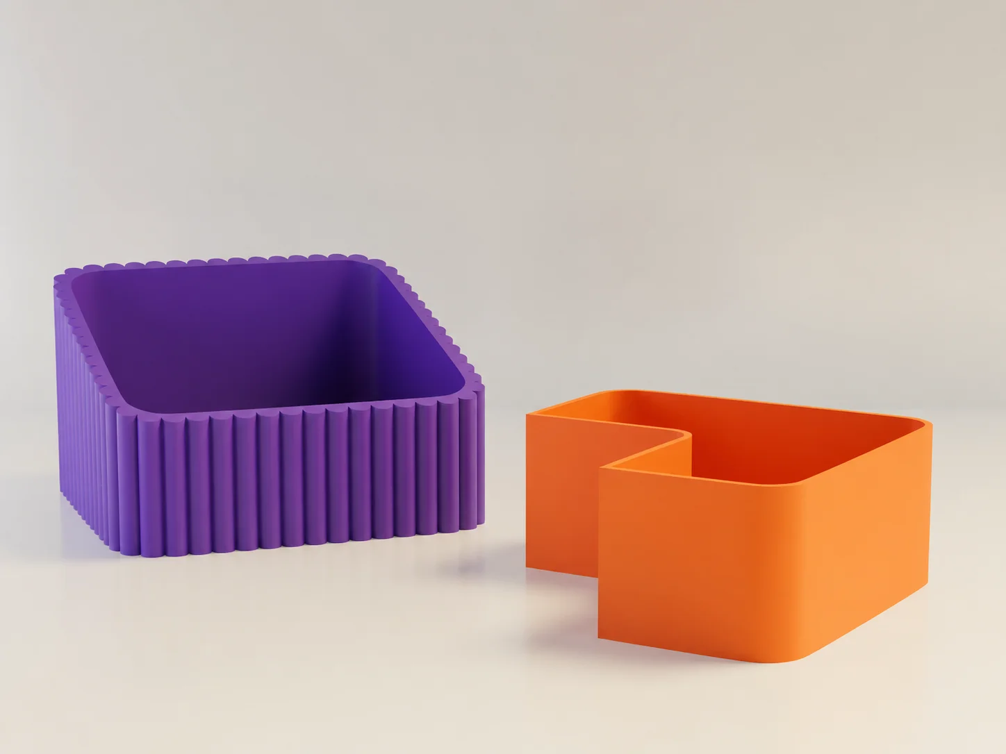 3D Baskı Fıstık Kasesi - Çift Hazneli Kabuk Ayırıcı Sunum Kasesi - Mor Turuncu