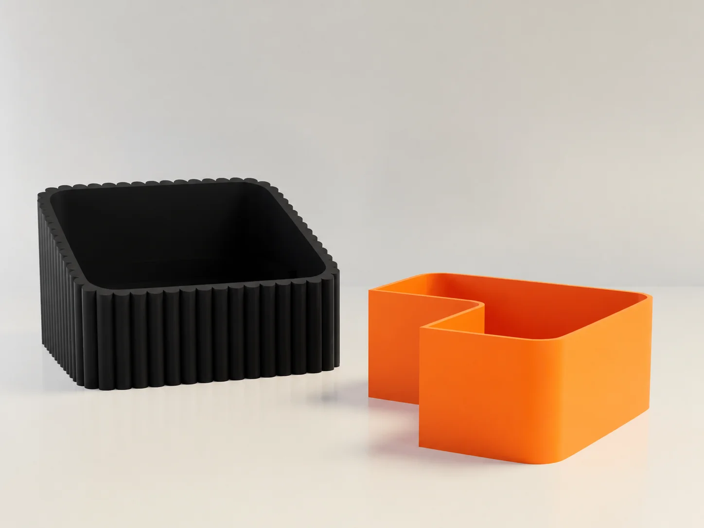 3D Baskı Fıstık Kasesi - Çift Hazneli Kabuk Ayırıcı Sunum Kasesi - Siyah Turuncu