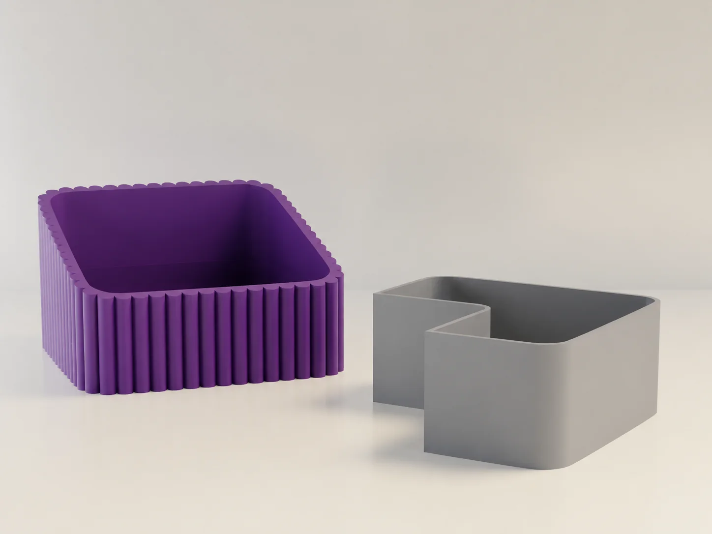 3D Baskı Fıstık Kasesi - Çift Hazneli Kabuk Ayırıcı Sunum Kasesi - Mor Gri