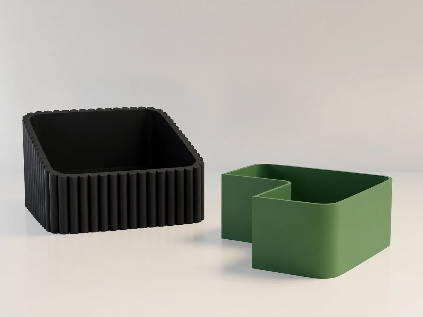 3D Baskı Fıstık Kasesi - Çift Hazneli Kabuk Ayırıcı Sunum Kasesi - Siyah Yeşil