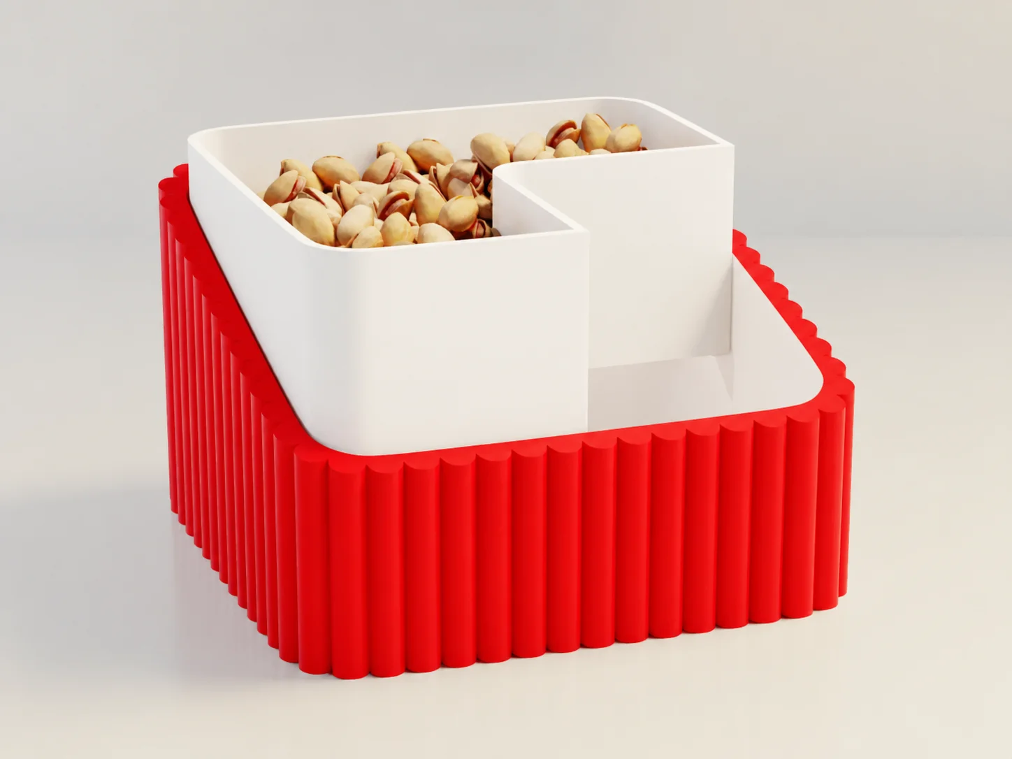 3D Baskı Fıstık Kasesi - Çift Hazneli Kabuk Ayırıcı Sunum Kasesi - Kırmızı Beyaz 3D Baskı Fıstık Kasesi - Çift Hazneli Kabuk Ayırıcı Sunum Kasesi - Kırmızı Beyaz