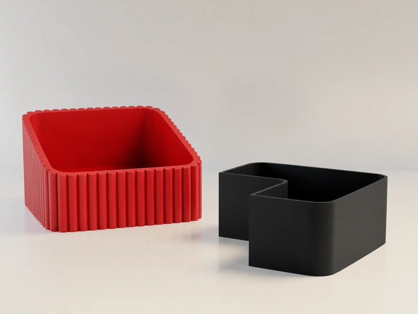 3D Baskı Fıstık Kasesi - Çift Hazneli Kabuk Ayırıcı Sunum Kasesi - Kırmızı Siyah